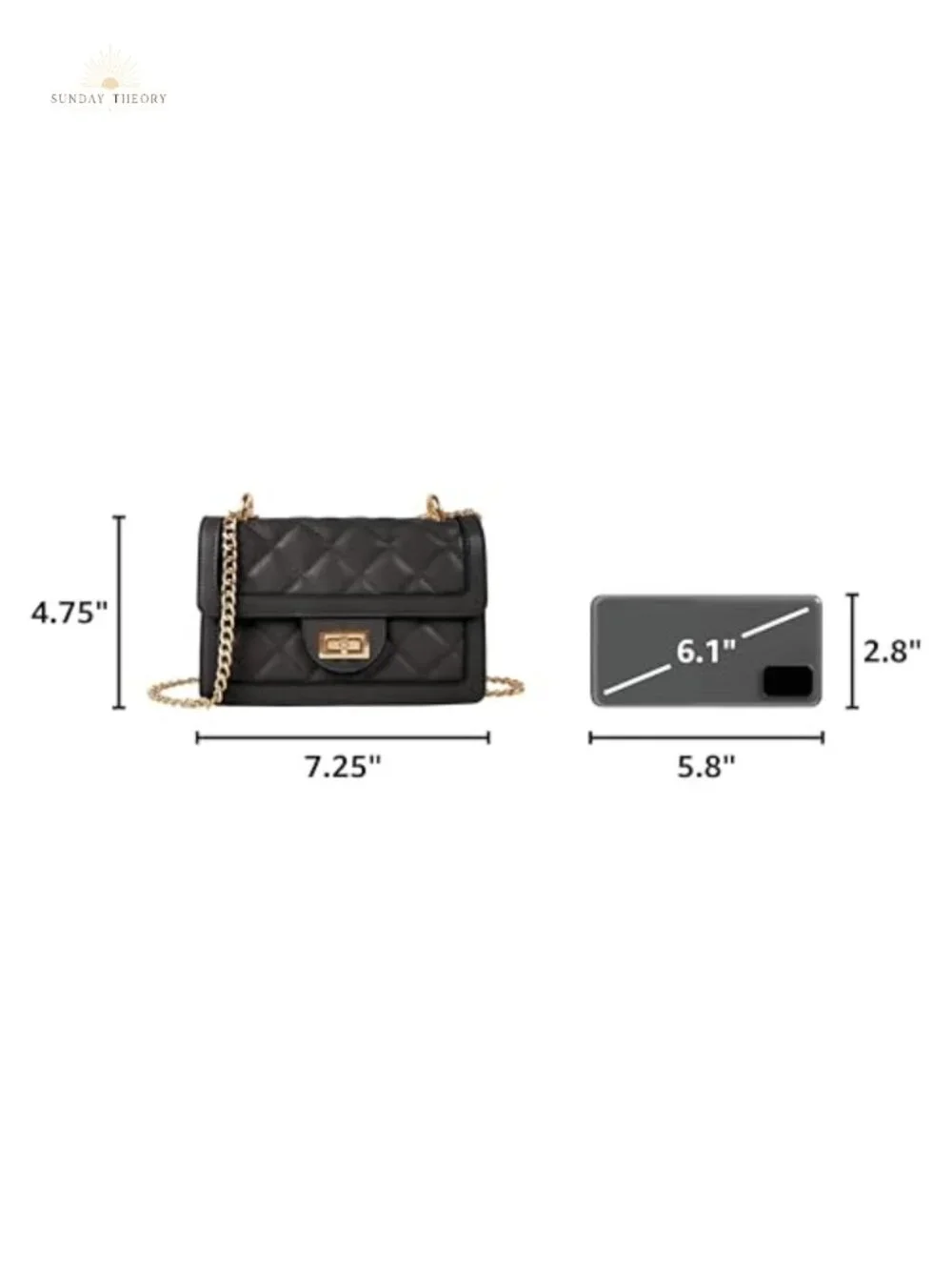 Quilted Vegan Leather Crossbody Bag with Gold Chain Strap, Mini Shoulder Purse